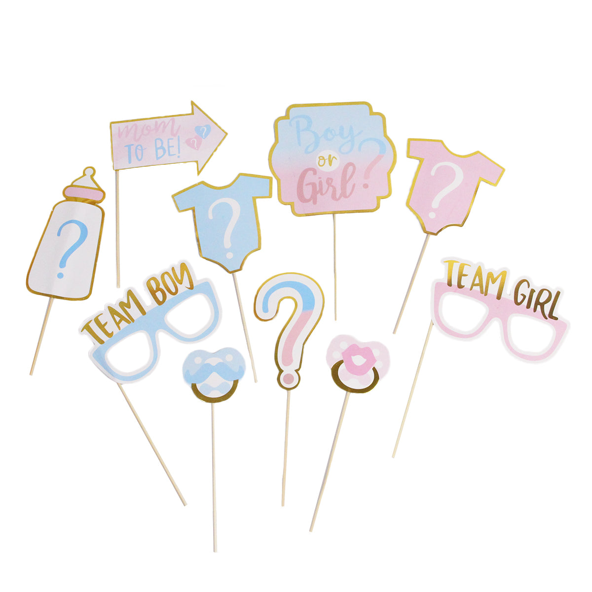Gender Reveal Photo Props - 10 Pcs