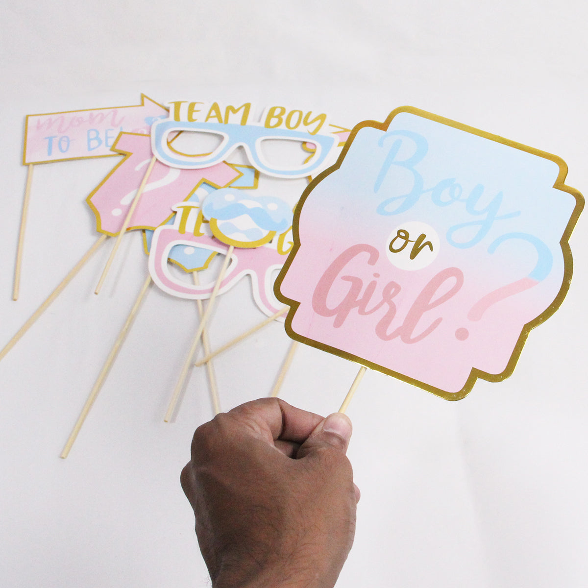 Gender Reveal Photo Props - 10 Pcs