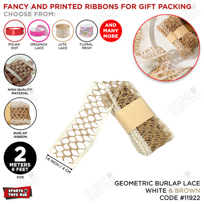 Geometric Burlap Lace & Ribbon – Rustic Jute Decorative Trim for Gift Wrapping