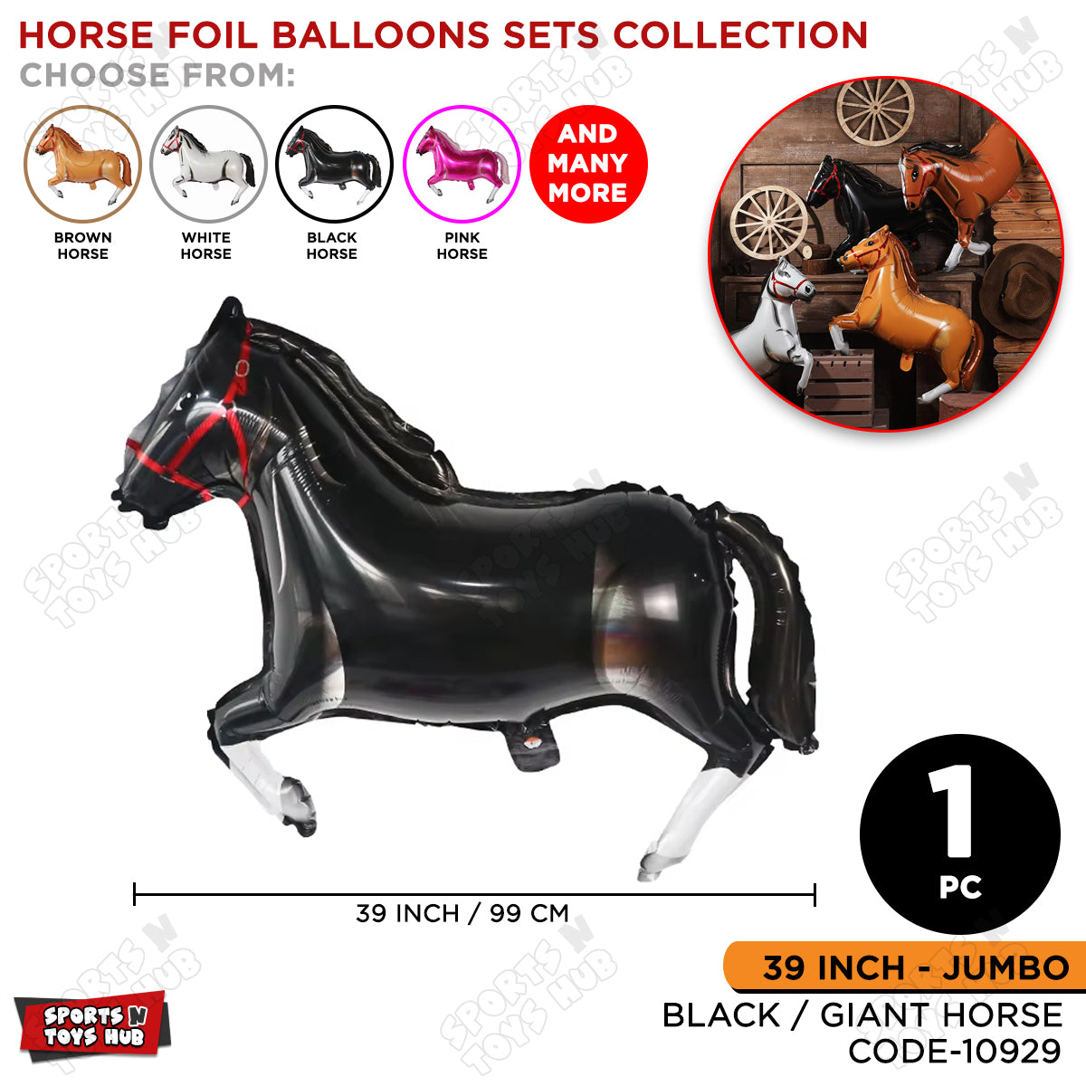 Giant Horse Black Color Foil Balloon