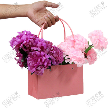 Portable Flower Box Cardstock Quilted Waxed Paper Handy Gift Bag - 1 PC