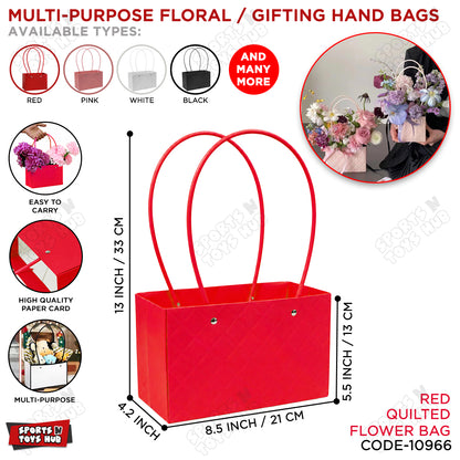 Portable Flower Box Cardstock Quilted Waxed Paper Handy Gift Bag - 1 PC