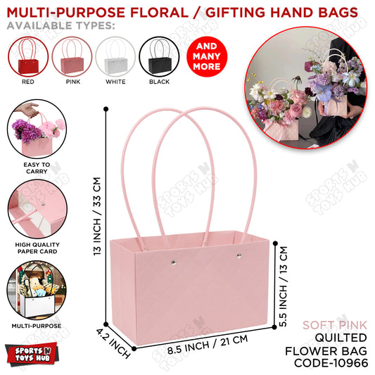 Portable Flower Box Cardstock Quilted Waxed Paper Handy Gift Bag - 1 PC