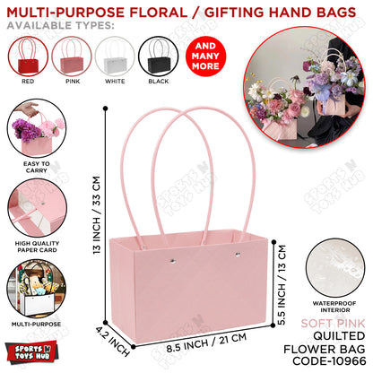 Portable Flower Box Cardstock Quilted Waxed Paper Handy Gift Bag - 1 PC