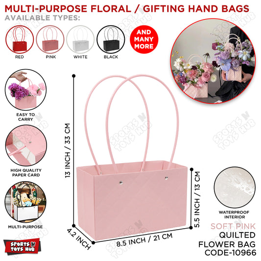 Portable Flower Box Cardstock Quilted Waxed Paper Handy Gift Bag - 1 PC