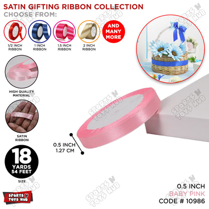 1/2 Inch x 18 Yards – Multi-Purpose Satin Ribbon Roll for Gift Wrapping, Crafts & Decorations