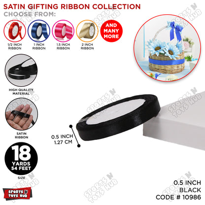 1/2 Inch x 18 Yards – Multi-Purpose Satin Ribbon Roll for Gift Wrapping, Crafts & Decorations