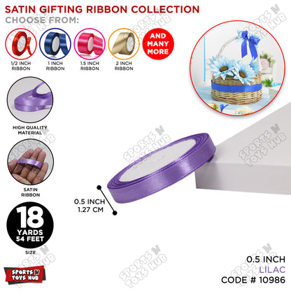 1/2 Inch x 18 Yards – Multi-Purpose Satin Ribbon Roll for Gift Wrapping, Crafts & Decorations