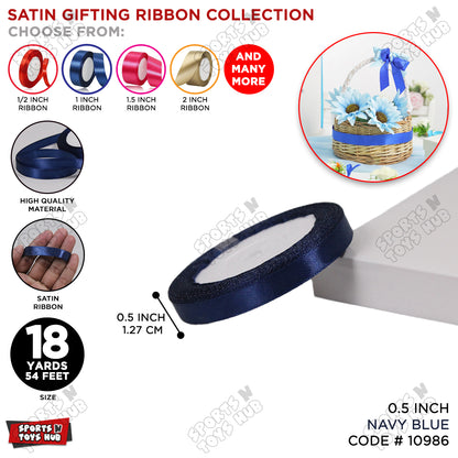 1/2 Inch x 18 Yards – Multi-Purpose Satin Ribbon Roll for Gift Wrapping, Crafts & Decorations