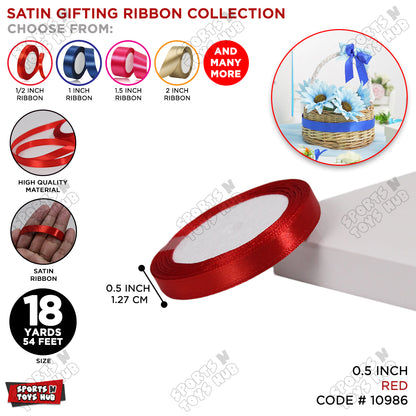 1/2 Inch x 18 Yards – Multi-Purpose Satin Ribbon Roll for Gift Wrapping, Crafts & Decorations