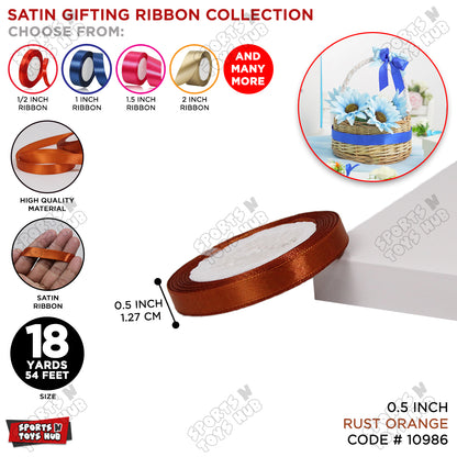 1/2 Inch x 18 Yards – Multi-Purpose Satin Ribbon Roll for Gift Wrapping, Crafts & Decorations