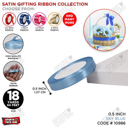 1/2 Inch x 18 Yards – Multi-Purpose Satin Ribbon Roll for Gift Wrapping, Crafts & Decorations