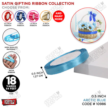 1/2 Inch x 18 Yards – Multi-Purpose Satin Ribbon Roll for Gift Wrapping, Crafts & Decorations