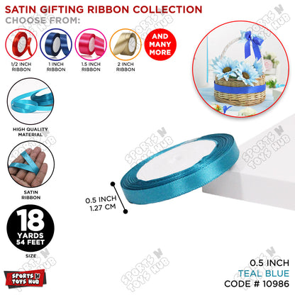 1/2 Inch x 18 Yards – Multi-Purpose Satin Ribbon Roll for Gift Wrapping, Crafts & Decorations