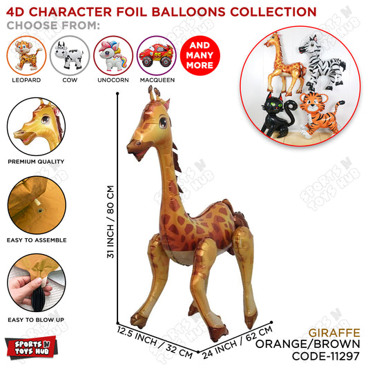 4D Giraffe Foil Balloon - 80x62 CM