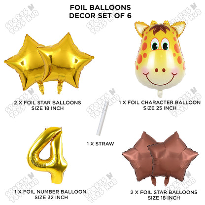 Jungle Safari Giraffe Face Pack Of 6 Foil Balloon Set