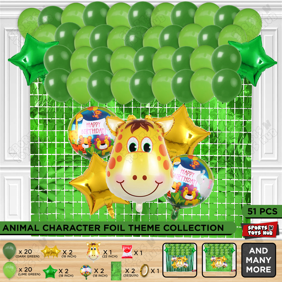 Giraffe Face Animal Character Foil Balloon Theme