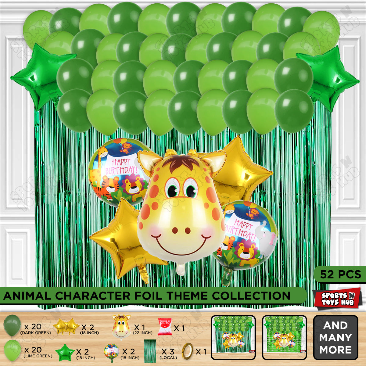 Giraffe Face Animal Character Foil Balloon Theme