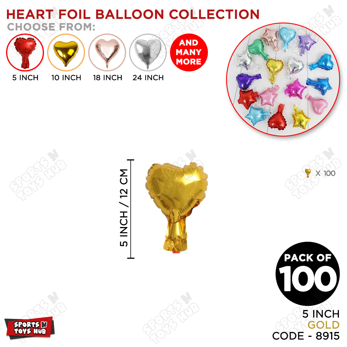 5 Inch - Gold Heart Foil Balloon