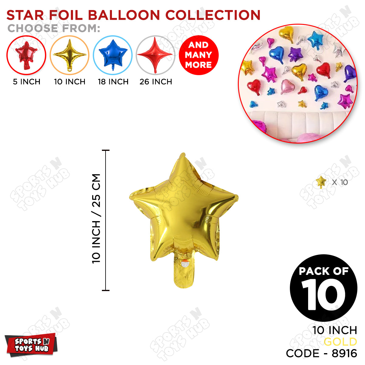 10 Inch - Gold Star Foil Balloon
