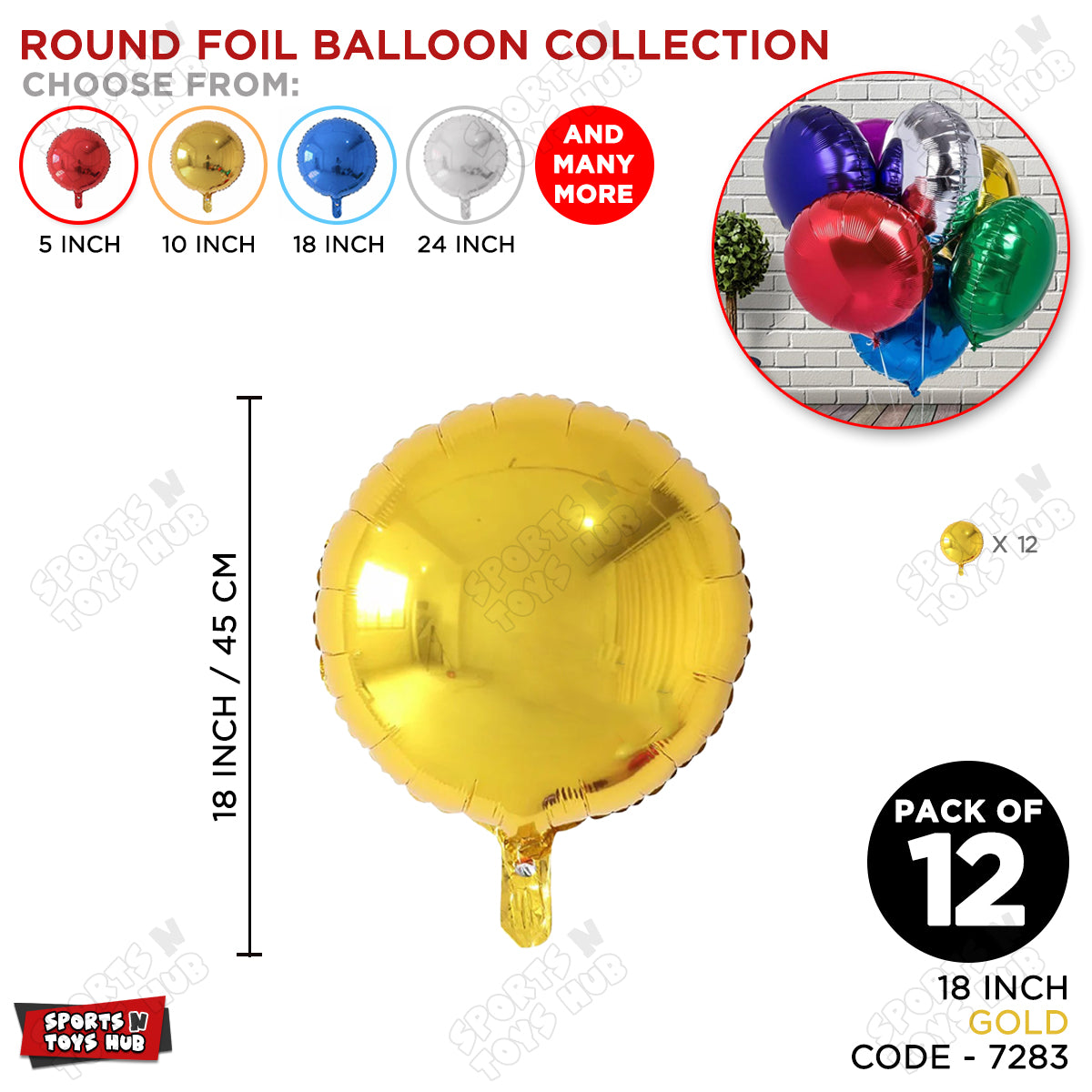 18 Inch - Gold Round Foil Balloon