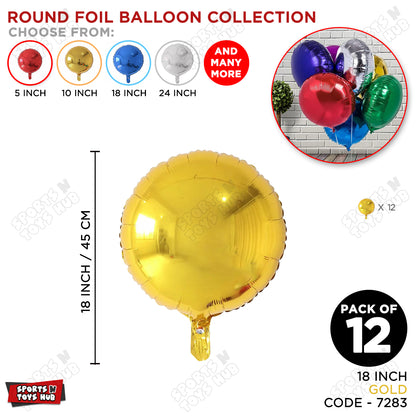 18 Inch - Gold Round Foil Balloon