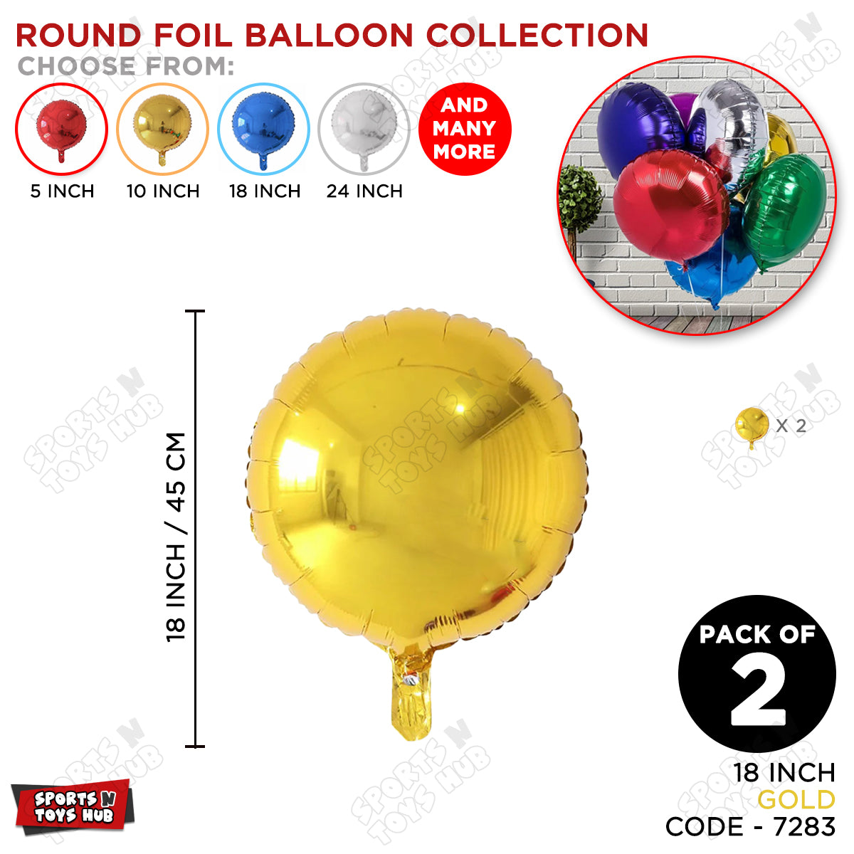 18 Inch - Gold Round Foil Balloon