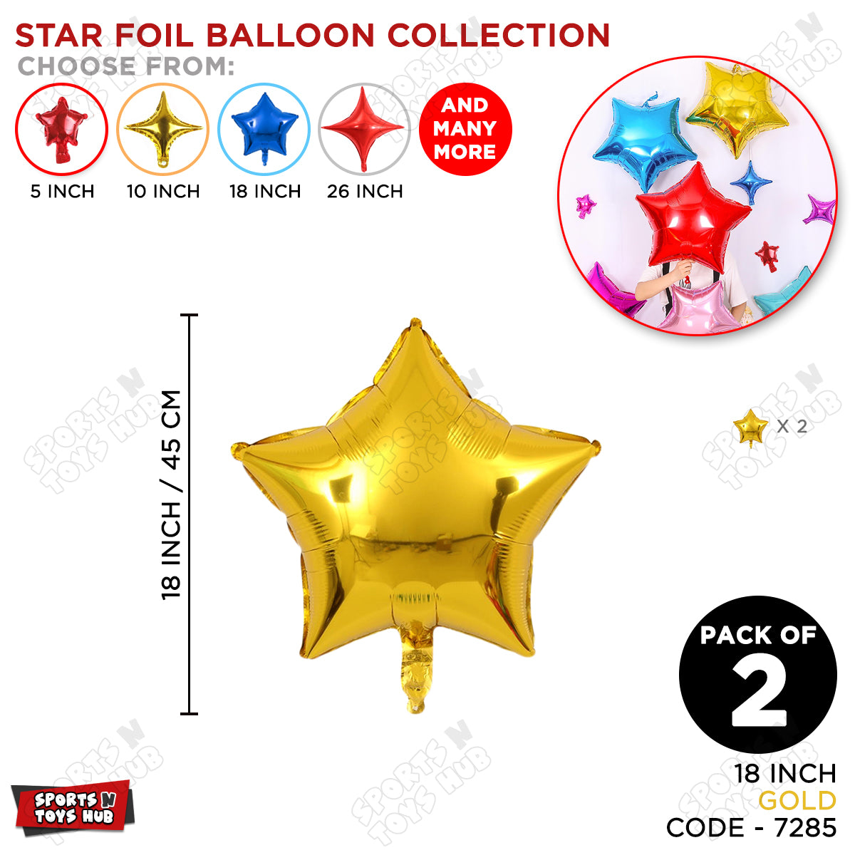 18 Inch - Gold Star Foil Balloon
