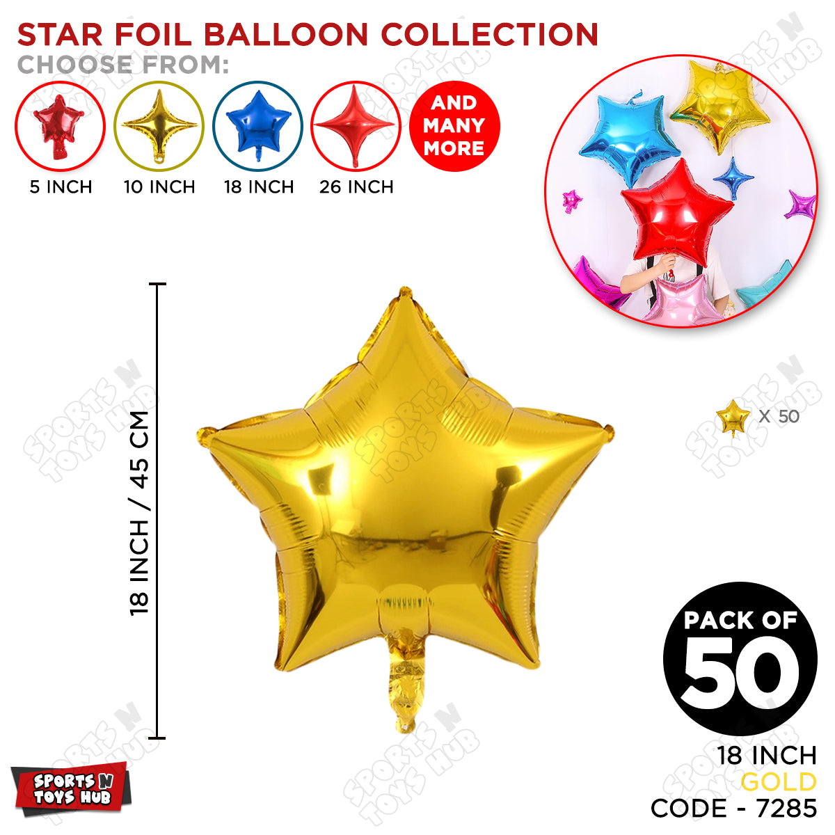 18 Inch - Gold Star Foil Balloon