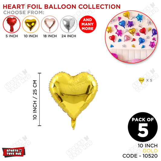 10 Inch - Gold Heart Foil Balloon