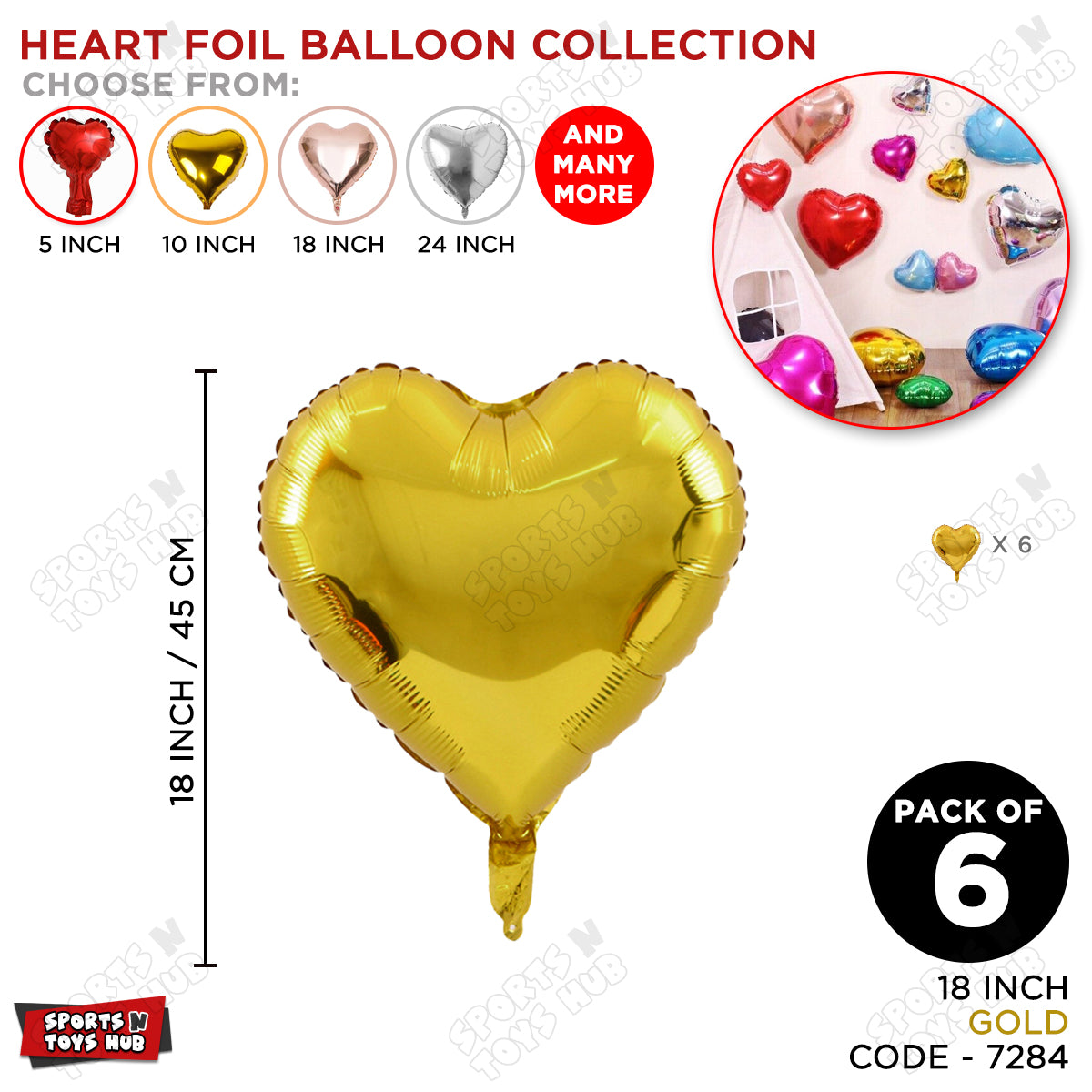 18 Inch - Gold  Heart Foil Balloon