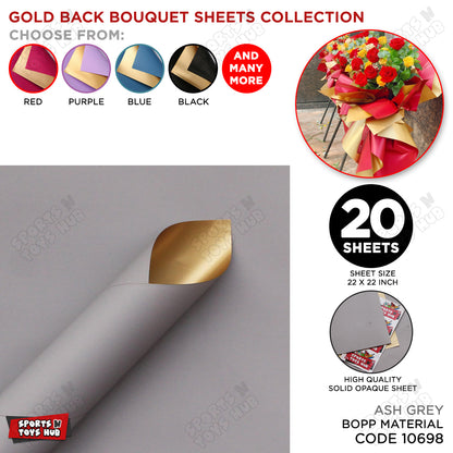 Plain Solid Colour Opaque Reversible Bouquet Sheets with Gold Back