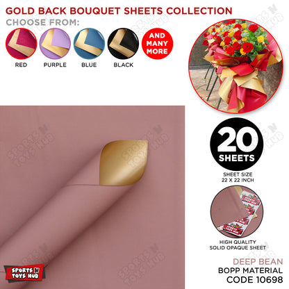 Plain Solid Colour Opaque Reversible Bouquet Sheets with Gold Back