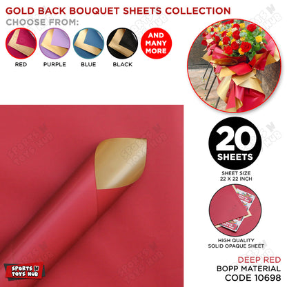Plain Solid Colour Opaque Reversible Bouquet Sheets with Gold Back