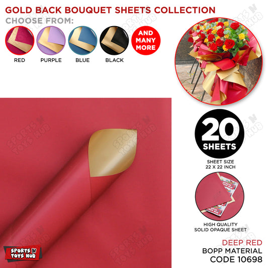 Plain Solid Colour Opaque Reversible Bouquet Sheets with Gold Back