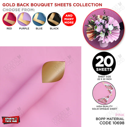 Plain Solid Colour Opaque Reversible Bouquet Sheets with Gold Back