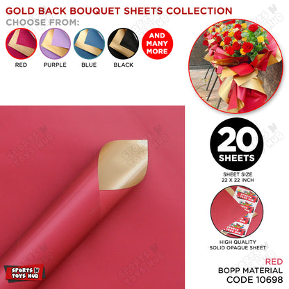 Plain Solid Colour Opaque Reversible Bouquet Sheets with Gold Back
