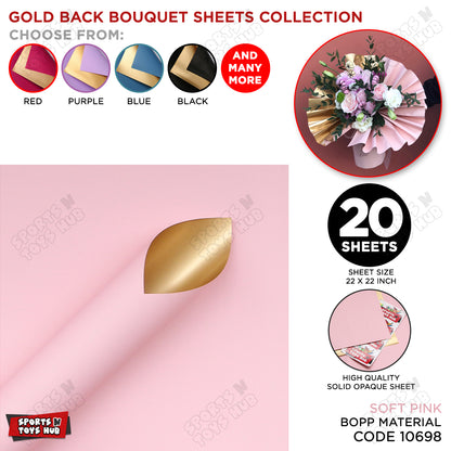 Plain Solid Colour Opaque Reversible Bouquet Sheets with Gold Back