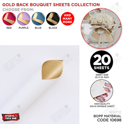 Plain Solid Colour Opaque Reversible Bouquet Sheets with Gold Back