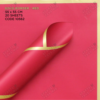 Plain Solid Opaque Single Sided Gold Border Bouquet Wrapping Sheets