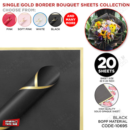Plain Solid Opaque Single Sided Gold Border Bouquet Wrapping Sheets