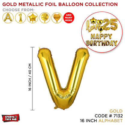 16 Inch Alphabet Gold Metallic Foil Balloon Collection