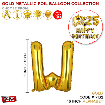 16 Inch Alphabet Gold Metallic Foil Balloon Collection