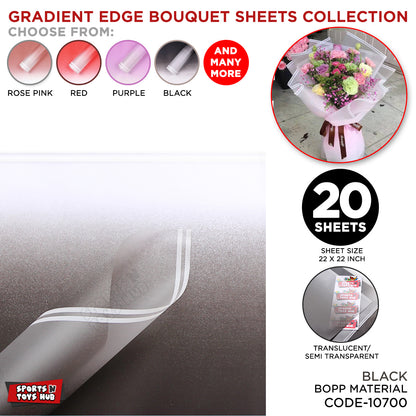 Gradient Edge Solid to Clear with Dual Pin Lines Translucent Bouquet Wrapping Sheets