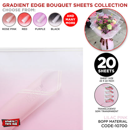 Gradient Edge Solid to Clear with Dual Pin Lines Translucent Bouquet Wrapping Sheets