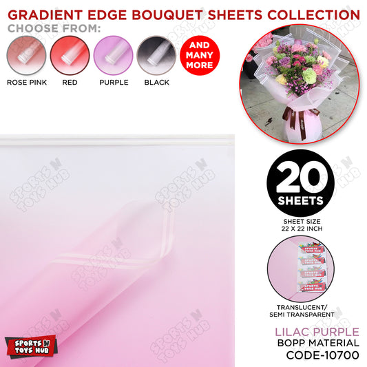 Gradient Edge Solid to Clear with Dual Pin Lines Translucent Bouquet Wrapping Sheets