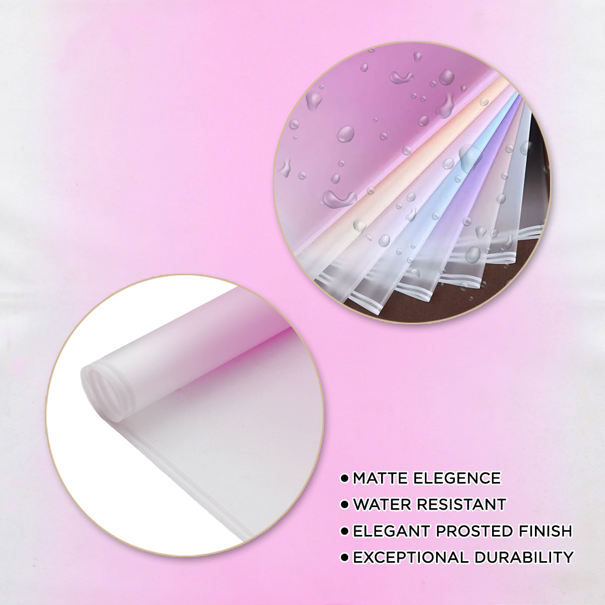 Gradient Edge Solid to Clear with Dual Pin Lines Translucent Bouquet Wrapping Sheets