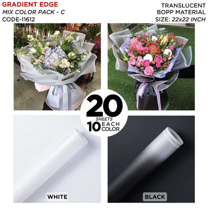 New Gradient Edge Solid to Clear with Dual Pin Lines Translucent Bouquet Wrapping Sheets