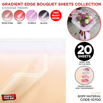 Gradient Edge Solid to Clear with Dual Pin Lines Translucent Bouquet Wrapping Sheets