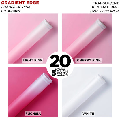 New Gradient Edge Solid to Clear with Dual Pin Lines Translucent Bouquet Wrapping Sheets